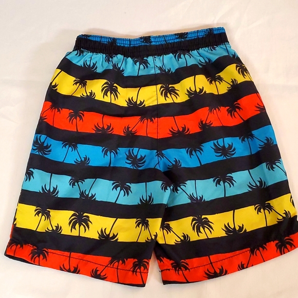 3 T Boy's Healthtex Palmtrees & Stripes Swim Trunks - Picture 2 of 4